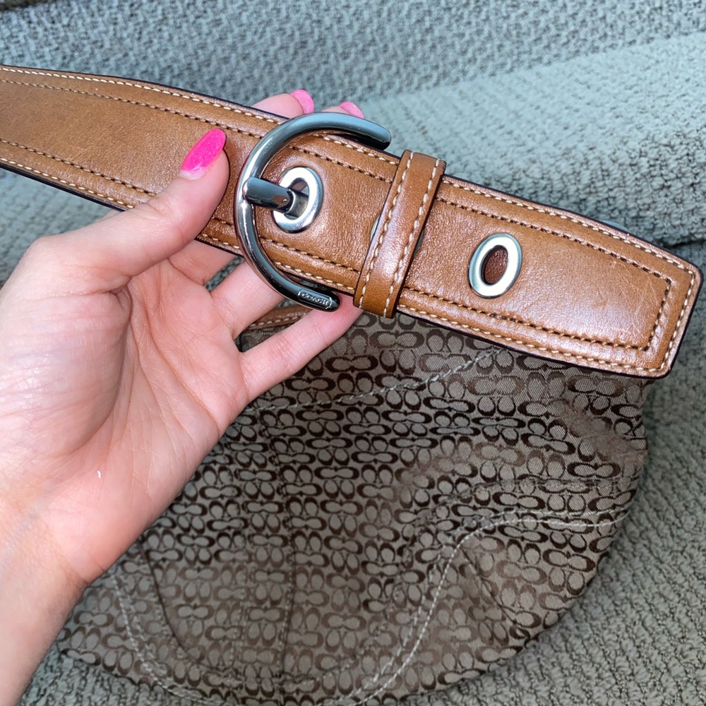 Coach Brown and Tan Monogram Shoulder Bag - Picture 5 of 8